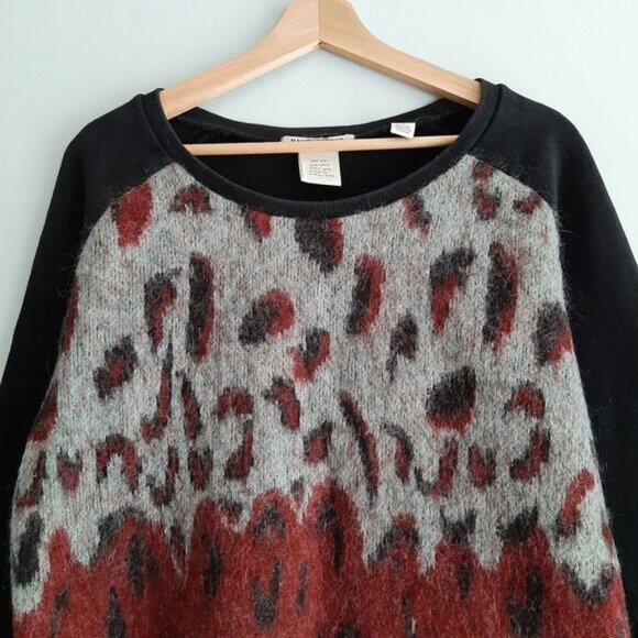 MAISON SCOTCH Sweater Fuzzy Mixed Media Crewneck & Sweatshirt Top Sz 6 / S Flaw - Picture 2 of 14